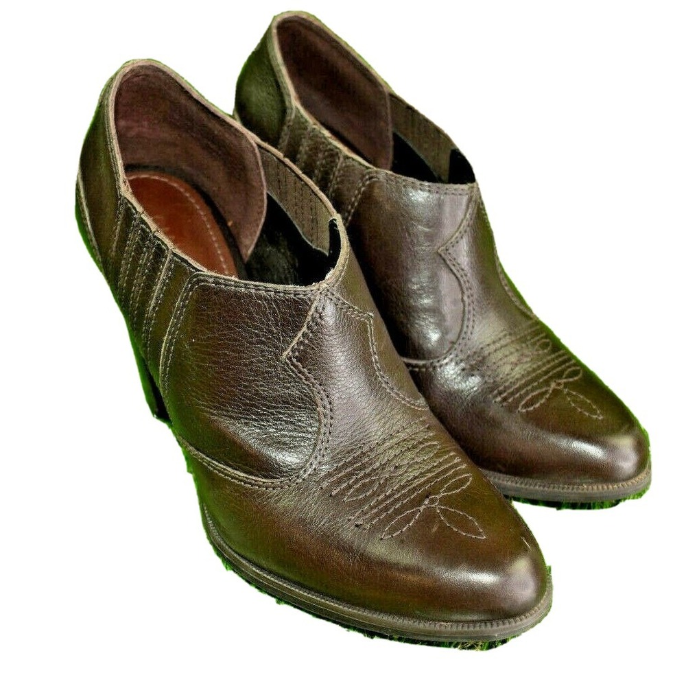 Gianni‎ Bini Savoy Women's Brown Chelsea Leather Ankle Booties Size 8.5 M